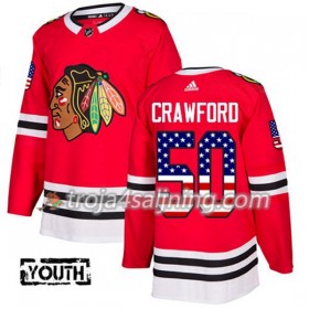 Chicago Blackhawks tröja Corey Crawford 50 Röd USA Flag Fashion 2017-2018 Adidas Authentic - NHL Tröjor Barn
